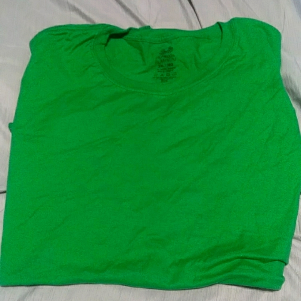 2 Tshirts Solid green and Red Fruit  3XL fruit of the loom